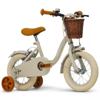 Bicicleta de criança Huffy Vintage 12 polegadas, cinzento com cesto e rodas de apoio