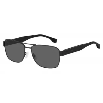 Óculos de sol de homem HUGO BOSS BLACK BOSS1441S807 retangulares - armação preta lentes cinzentas 60/16/150 mm