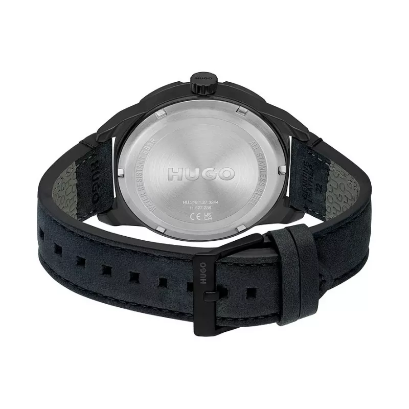 HUGO MAN 1530275 Relógio cronógrafo de quartzo 45mm mostrador azul bracelete de pele castanha