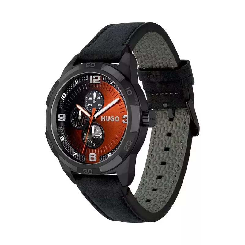 HUGO MAN 1530275 Relógio cronógrafo de quartzo 45mm mostrador azul bracelete de pele castanha