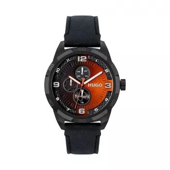 HUGO MAN 1530275 Relógio cronógrafo de quartzo 45mm mostrador azul bracelete de pele castanha