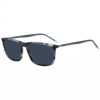 Óculos de sol de homem HUGO MAN HG-1374-S-3RA retangular - Armação preta, lentes cinzentas, 57 mm