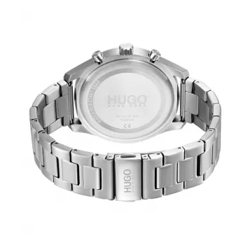 Relógio de quartzo analógico para homem HUGO 1530163 46mm mostrador azul bracelete de pele castanha