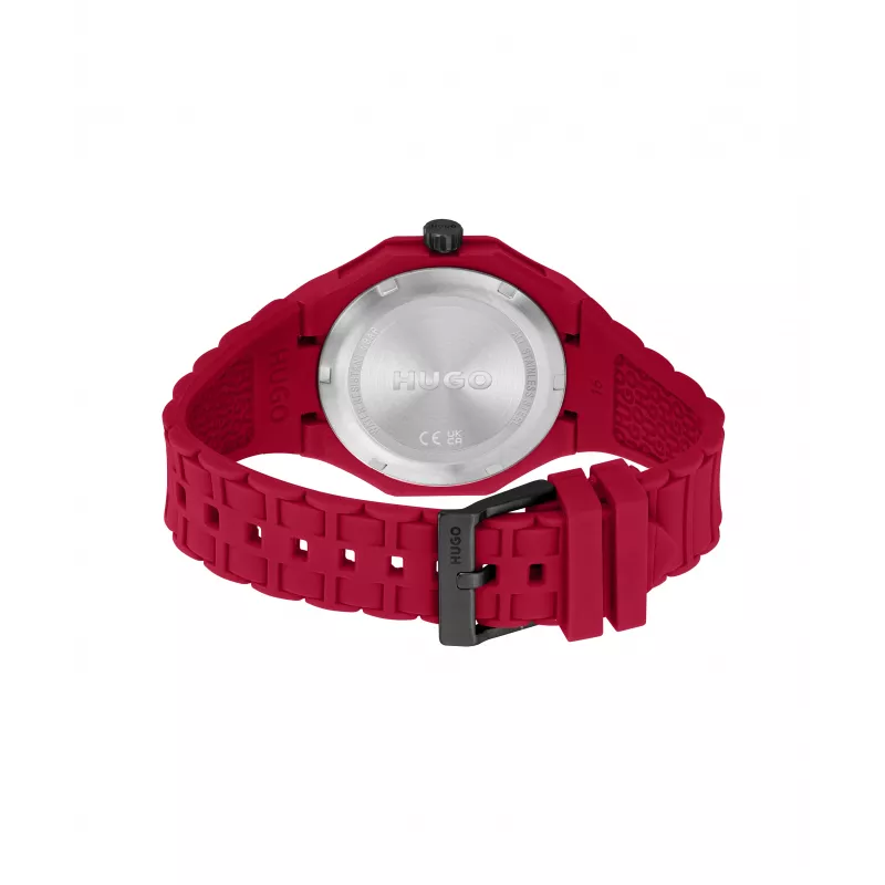 Relógio HUGO de homem Velocity cronógrafo de quartzo 42mm caixa de aço inoxidável bracelete de silicone preta 1530328