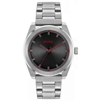 HUGO relógio de homem 1570175 42mm aço inoxidável mostrador preto