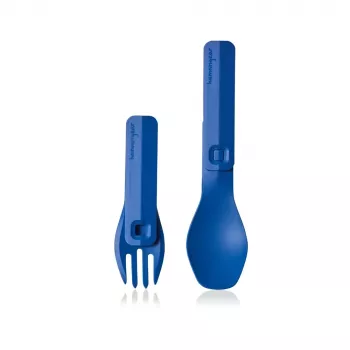 Conjunto de colher e garfo HumanGear Uno GoBites Click azul