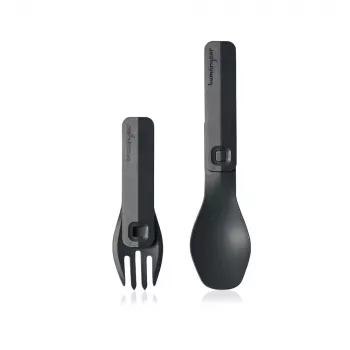 HumanGear Uno GoBites Click conjunto de talheres de viagem colher e garfo cinzento