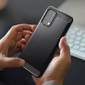 Capa flexível Hurtel Carbon para OnePlus Nord N200 5G preta