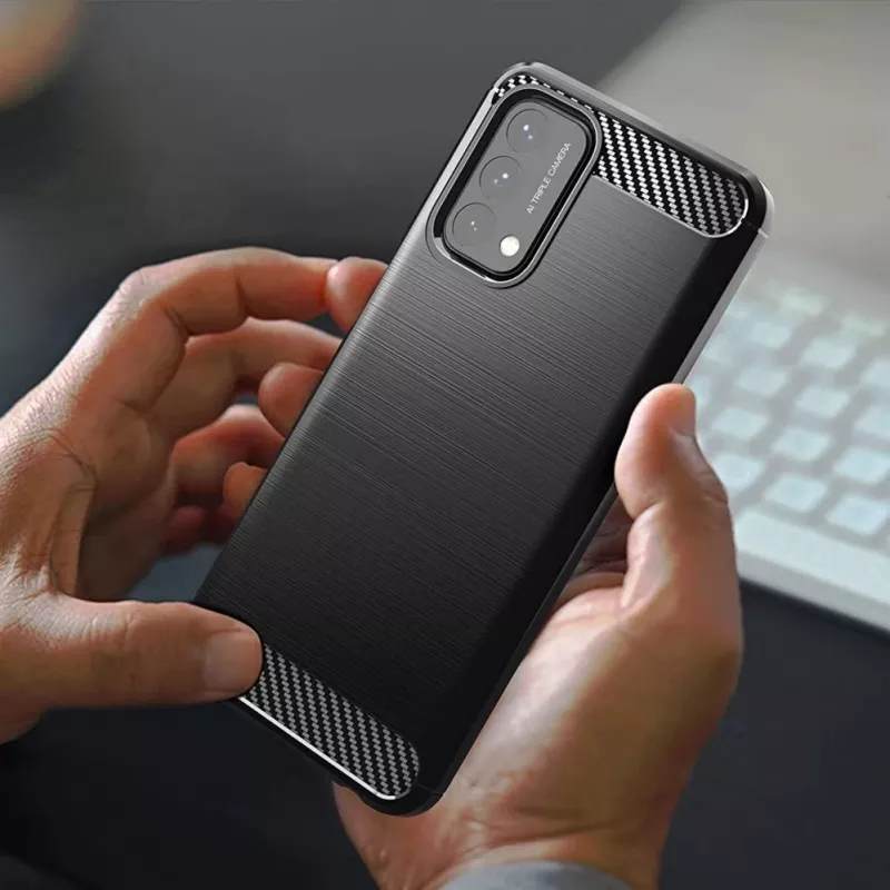Capa flexível Hurtel Carbon para OnePlus Nord N200 5G preta
