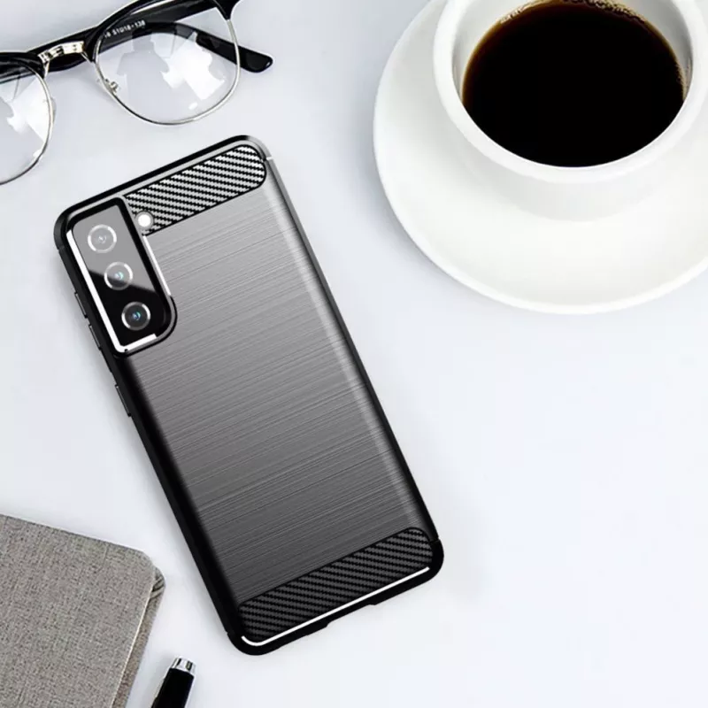 Capa flexível Hurtel Carbon para Samsung Galaxy S21 FE, preto