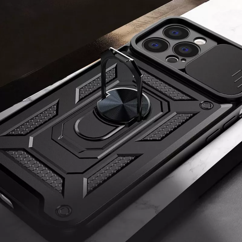 Hurtel Capa Hybrid Armor Camshield para Huawei nova Y90, capa blindada com proteção de câmara, Preto