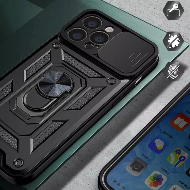 Hurtel Capa Hybrid Armor Camshield para Huawei nova Y90, capa blindada com proteção de câmara, Preto