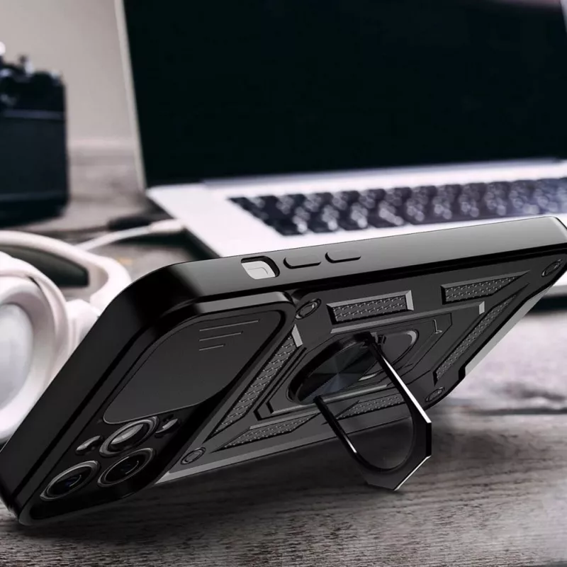 Hurtel Capa Hybrid Armor Camshield para Huawei nova Y90, capa blindada com proteção de câmara, Preto