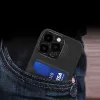 HURTEL iLike Capa com suporte em pele para Apple iPhone 14 com porta-cartões preto