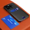 HURTEL iLike Capa com suporte em pele para Apple iPhone 14 com porta-cartões preto