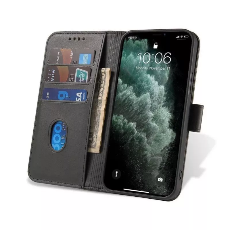 Hurtel Capa elegante com íman, aba e função de suporte para OnePlus Nord N20 5G, preto