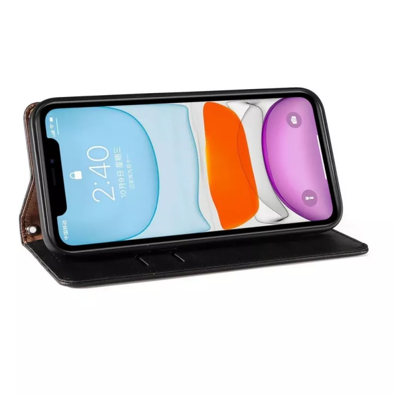 Hurtel Capa com Íman para iPhone 13 Mini - Capa Carteira com Cordão Mini - Preto