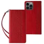 Hurtel Capa Magnet Strap para iPhone 13 Pro Max - carteira folio com cordão e pingente removíveis - vermelha