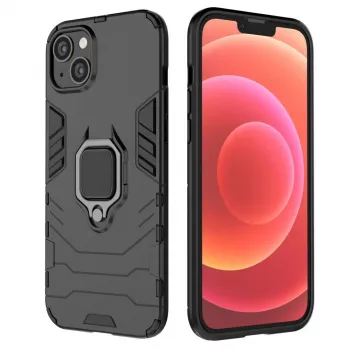 Capa Ring Armor para iPhone 14 Plus, capa blindada com suporte magnético, anel, Preta
