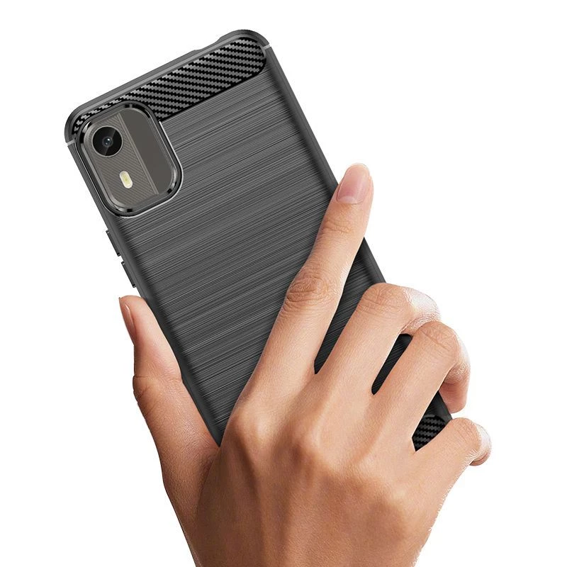 Capa de silicone carbono Hurtel para Nokia C12 / C12 Pro / C12 Plus - Preta