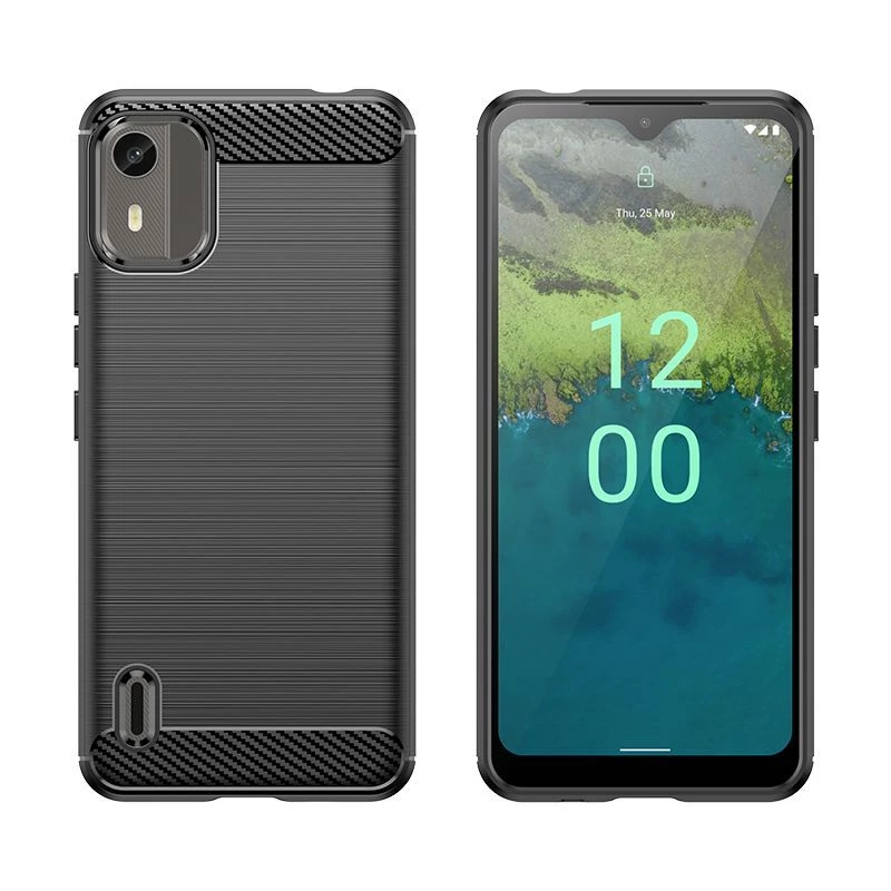 Capa de silicone carbono Hurtel para Nokia C12 / C12 Pro / C12 Plus - Preta