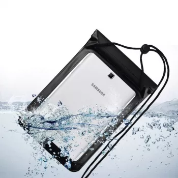 Capa universal impermeável Hurtel para telemóvel/tablet até 8 polegadas preta