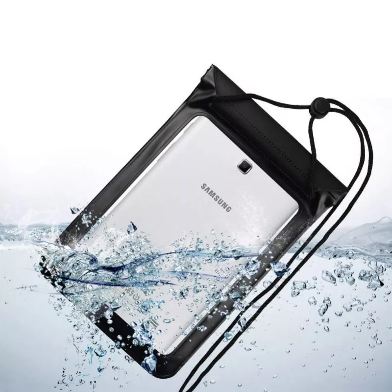 Capa universal impermeável Hurtel para telemóvel/tablet até 8 polegadas preta