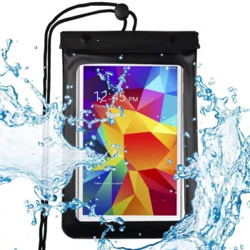 Capa universal impermeável Hurtel para telemóvel/tablet até 8 polegadas preta