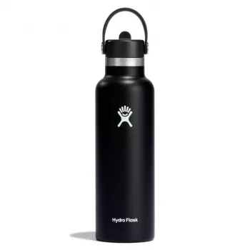 Garrafa de água Hydro Flask Standard Mouth Flex Straw Cap 21 oz (620 ml) preta