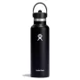 Garrafa de água Hydro Flask Standard Mouth Flex Straw Cap 21 oz (620 ml) preta