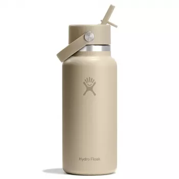 Hydro Flask Wide Mouth 32 oz Flex Straw Cap garrafa de água em aço inoxidável com isolamento a vácuo - Oat