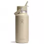 Hydro Flask Wide Mouth 32 oz Flex Straw Cap garrafa de água em aço inoxidável com isolamento a vácuo - Oat