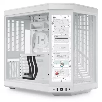HYTE Y70 Touch caixa mid-tower, branco, ecrã tátil LCD de 14,1 polegadas, vidro temperado, E-ATX/ATX/mATX/Mini-ITX