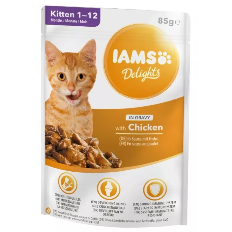 IAMS Delights Kitten Frango em molho Alimento húmido para gatos, 12 x 85g saquetas