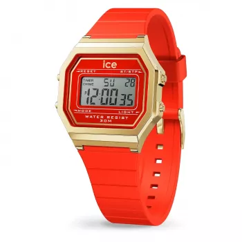 Relógio de quartzo ICE Sunset unissexo 32 mm mostrador degradê rosa/laranja/amarelo bracelete de silicone rosa néon 100 m à prova de água