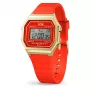 Relógio de quartzo ICE Sunset unissexo 32 mm mostrador degradê rosa/laranja/amarelo bracelete de silicone rosa néon 100 m à prova de água