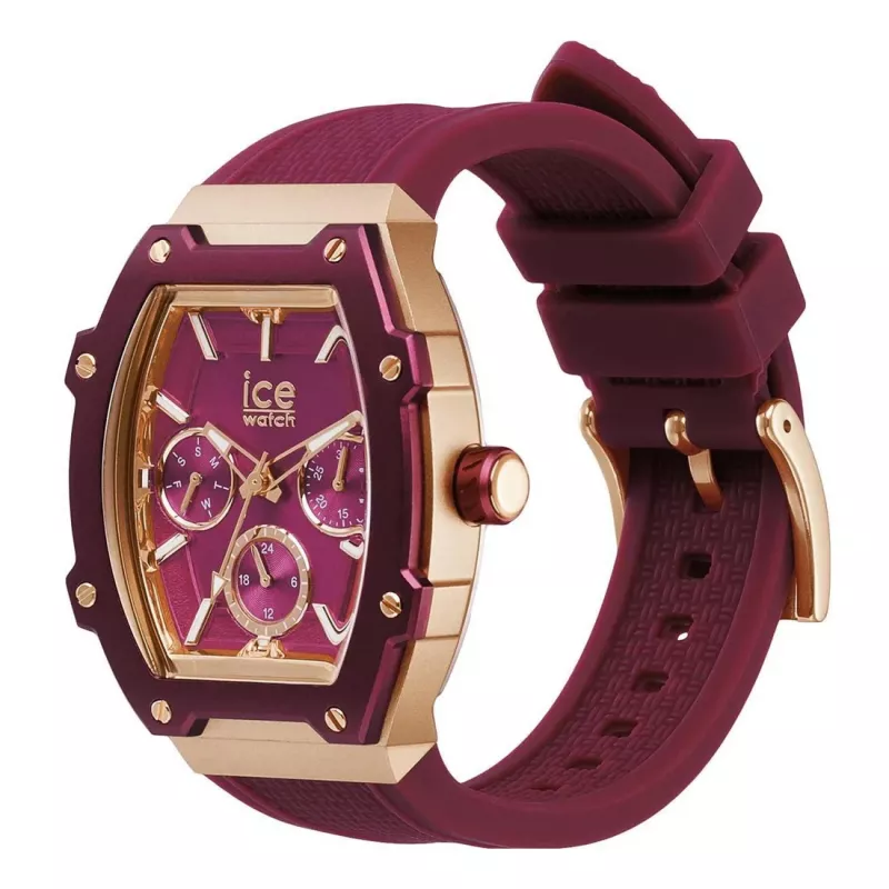Relógio de mulher ICE 23806 (45mm) - Bracelete de silicone rosa, quartzo analógico, 10 ATM à prova de água