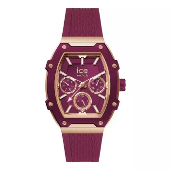 Relógio de mulher ICE 23806 (45mm) - Bracelete de silicone rosa, quartzo analógico, 10 ATM à prova de água