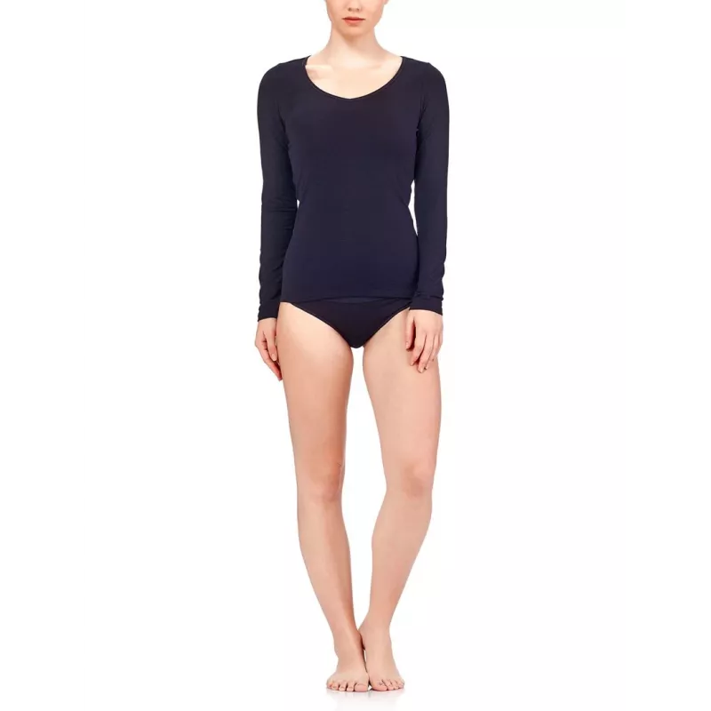 Top de manga comprida decote redondo Icebreaker 103194001 mistura de lã merino mulher - tamanho M