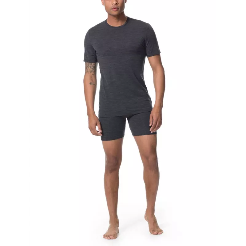 Icebreaker Anatomica S/S Crewe camisola interior - Black/Monsoon - tamanho M