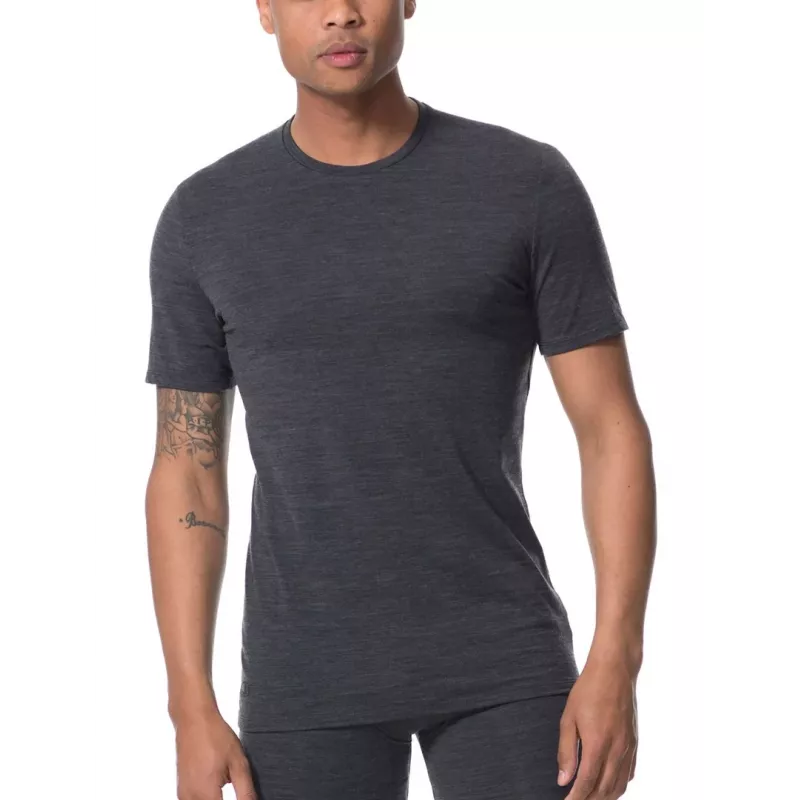 T-shirt interior de manga curta com decote redondo Icebreaker Anatomica – preto/Monsoon – XL