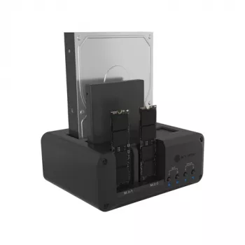 Docking station Icy Box Club Case 2925 4 baías – 2x M.2 NVMe e 2x 2.5/3.5 SATA HDD/SSD, USB 3.2 Gen 2 (10 Gbps)
