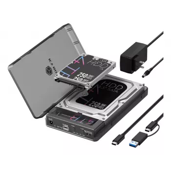 Estação de acoplamento e clonagem ICY BOX para SSD M.2 NVMe e 2,5/3,5 SATA