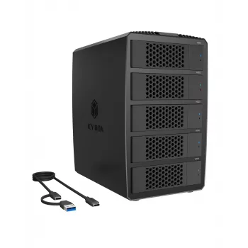 Sistema RAID ICY BOX IB-RD3705-CU3 para 5x 2.5/3.5 SATA HDD em USB 3.2 Gen 1, 5 Gbps, RAID 0, 1, 10, 3, 5, Single, Large, Clone