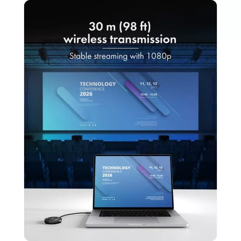Icy Box IB-WL101 kit extensor HDMI sem fios - transmissor e recetor USB-C para HDMI, Full HD 1080p, alcance 30m, preto