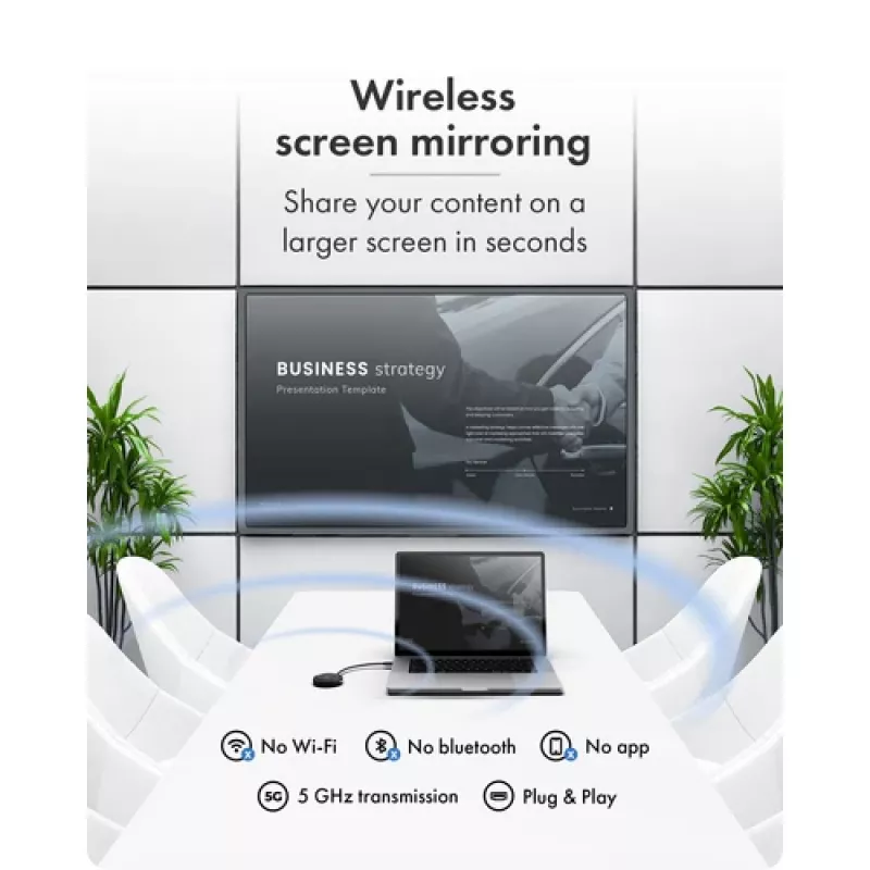 Icy Box IB-WL101 kit extensor HDMI sem fios - transmissor e recetor USB-C para HDMI, Full HD 1080p, alcance 30m, preto