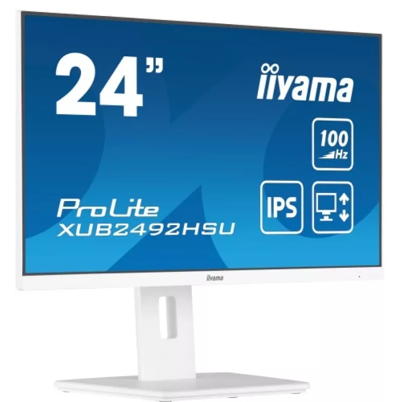 Monitor iiyama ProLite XUB2492HSU-W6 24 polegadas IPS Full HD 100Hz com hub USB, 0,4 ms, branco