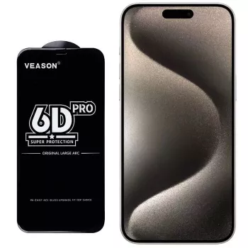 iLike Protetor de Ecrã Vidro Temperado 6D Full Face Glue 9H para Apple iPhone 15 Plus com Moldura Preta