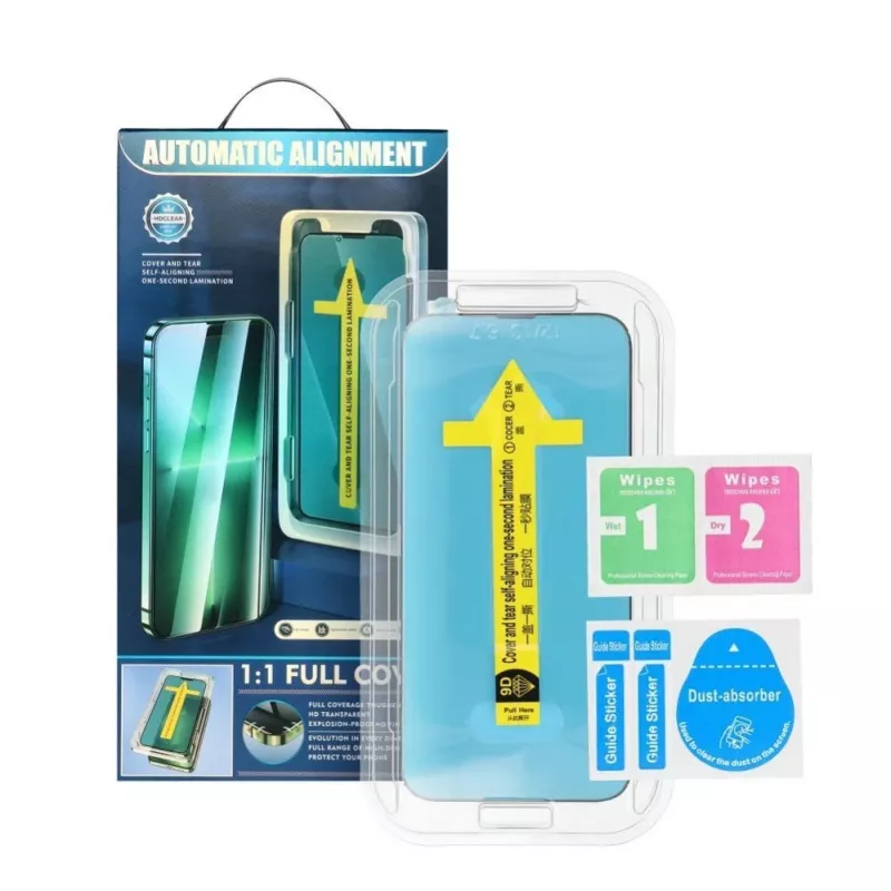 Vidro Temperado 5D Full Glue iLike para iPhone 13 / 13 Pro / 14 Preto + Aplicador