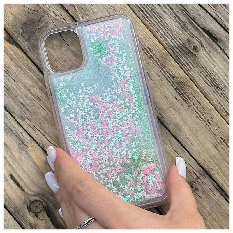 Capa de silicone iLike para Apple iPhone 11 Water Glitter rosa
